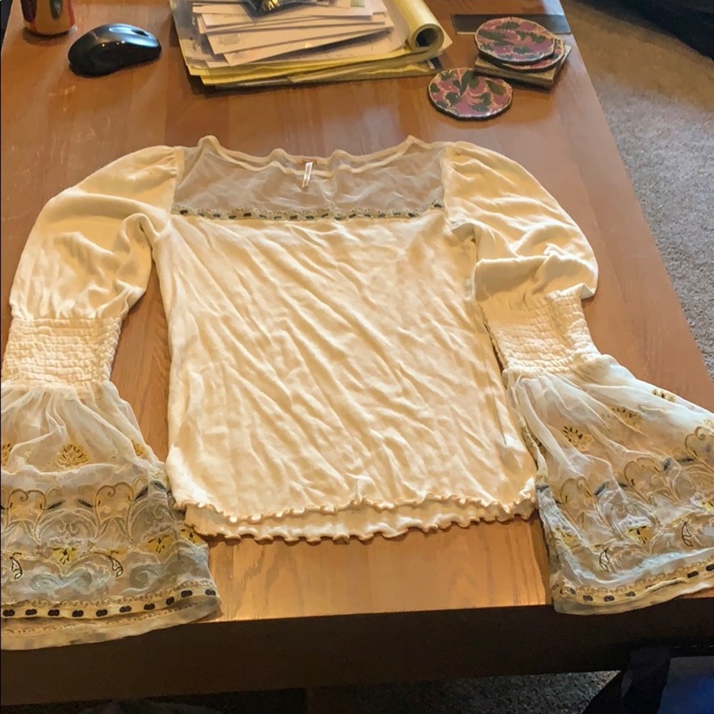 Cream long sleeved free people shirt